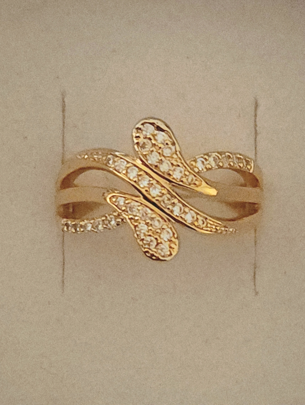 Snake Ring In Gold Tone With Lab Diamonds